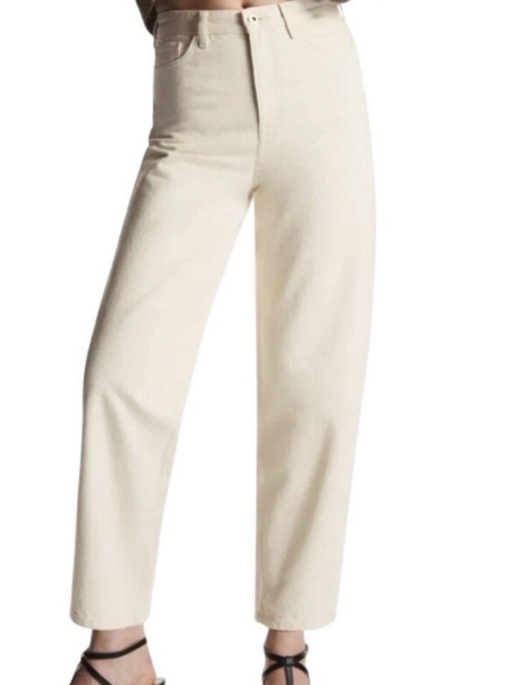 COS High-Rise Tapered Leg Ankle length Ecru Jeans 31" Waist 100 Cotton